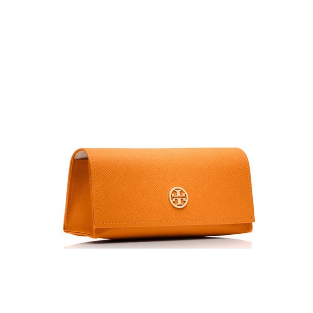 Tory Burch Eye / Sunglass Case Orange Gold Logo OS